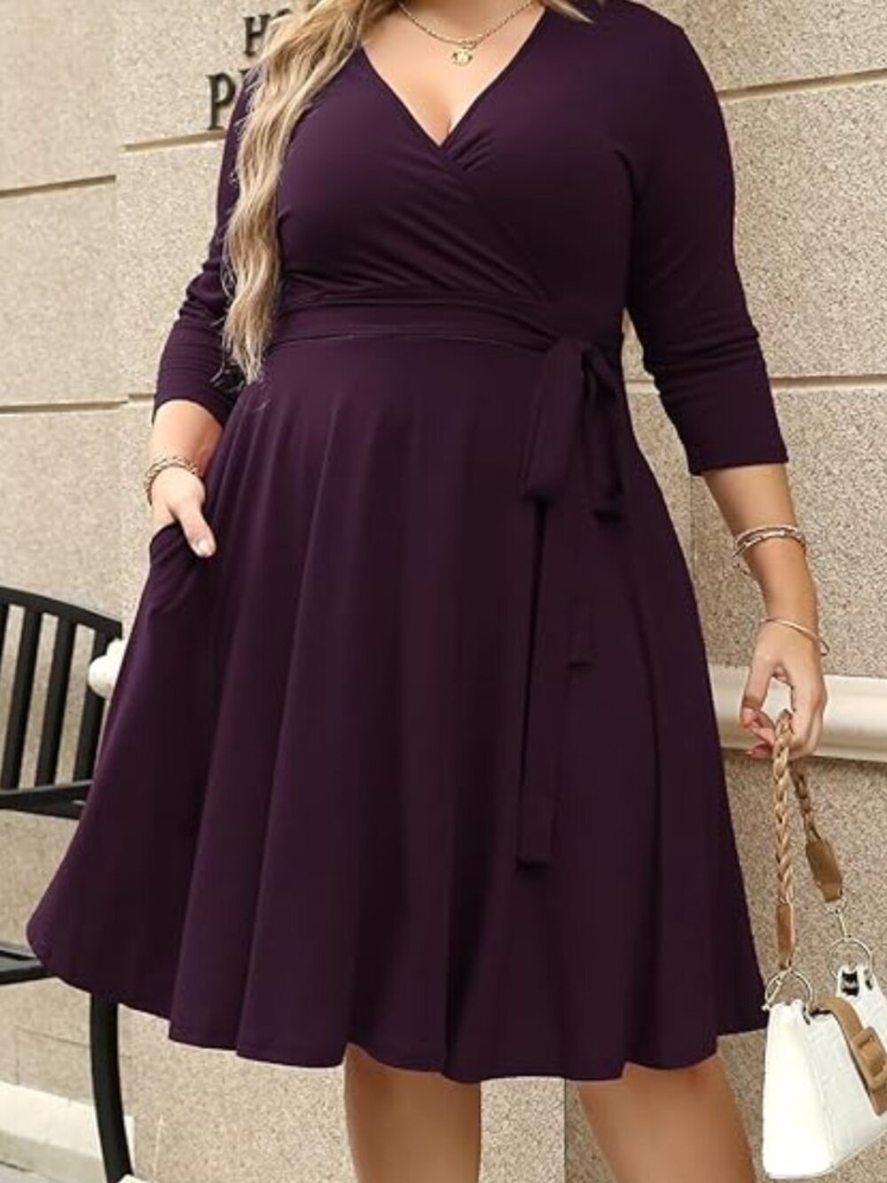 Nemidor Women's V-Neckline 3/4 Sleeve Stretchy Casual Midi - Plus Size 16 - NWOT